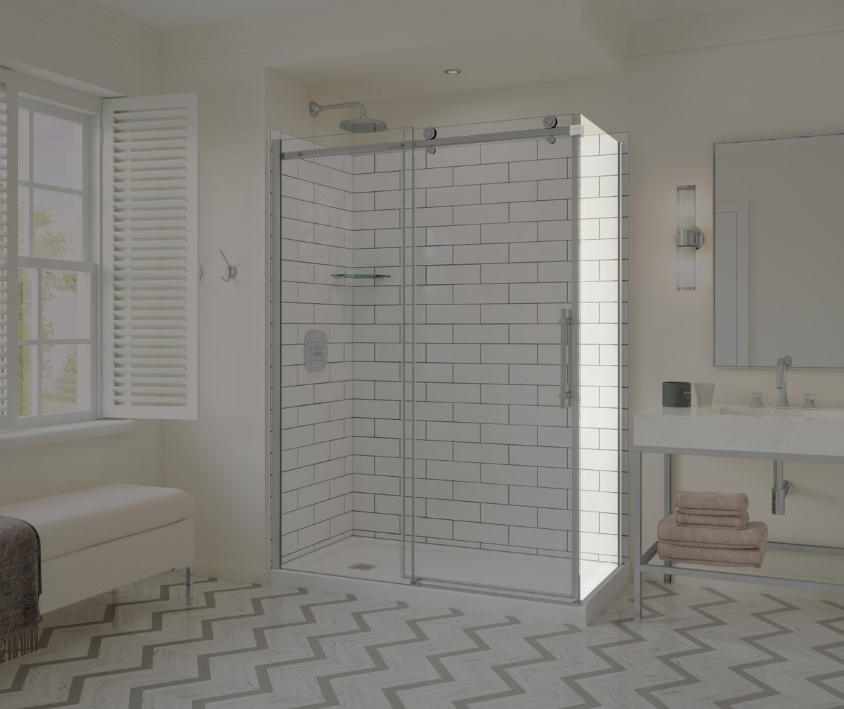 MAAX 137422-900-084-000 Odyssey SC Return Panel for 32 in. Base in Clear glass in Chrome