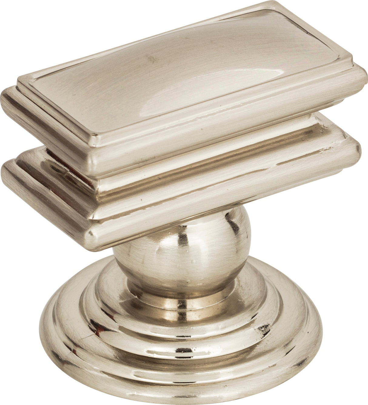 Atlas Homewares Campaign Rectangle Knob 1 1/2 Inch Brushed Nickel