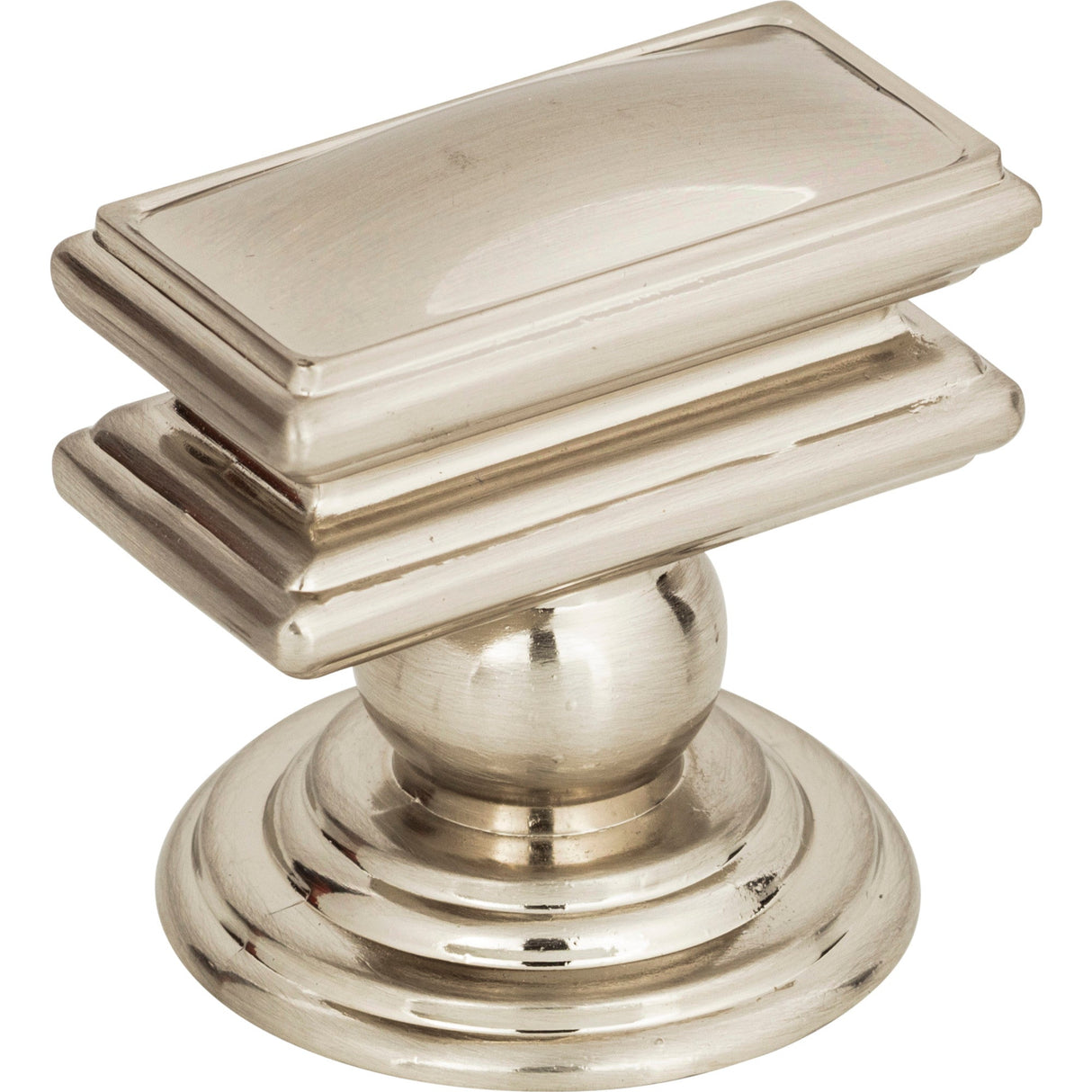Atlas Homewares Campaign Rectangle Knob 1 1/2 Inch Brushed Nickel