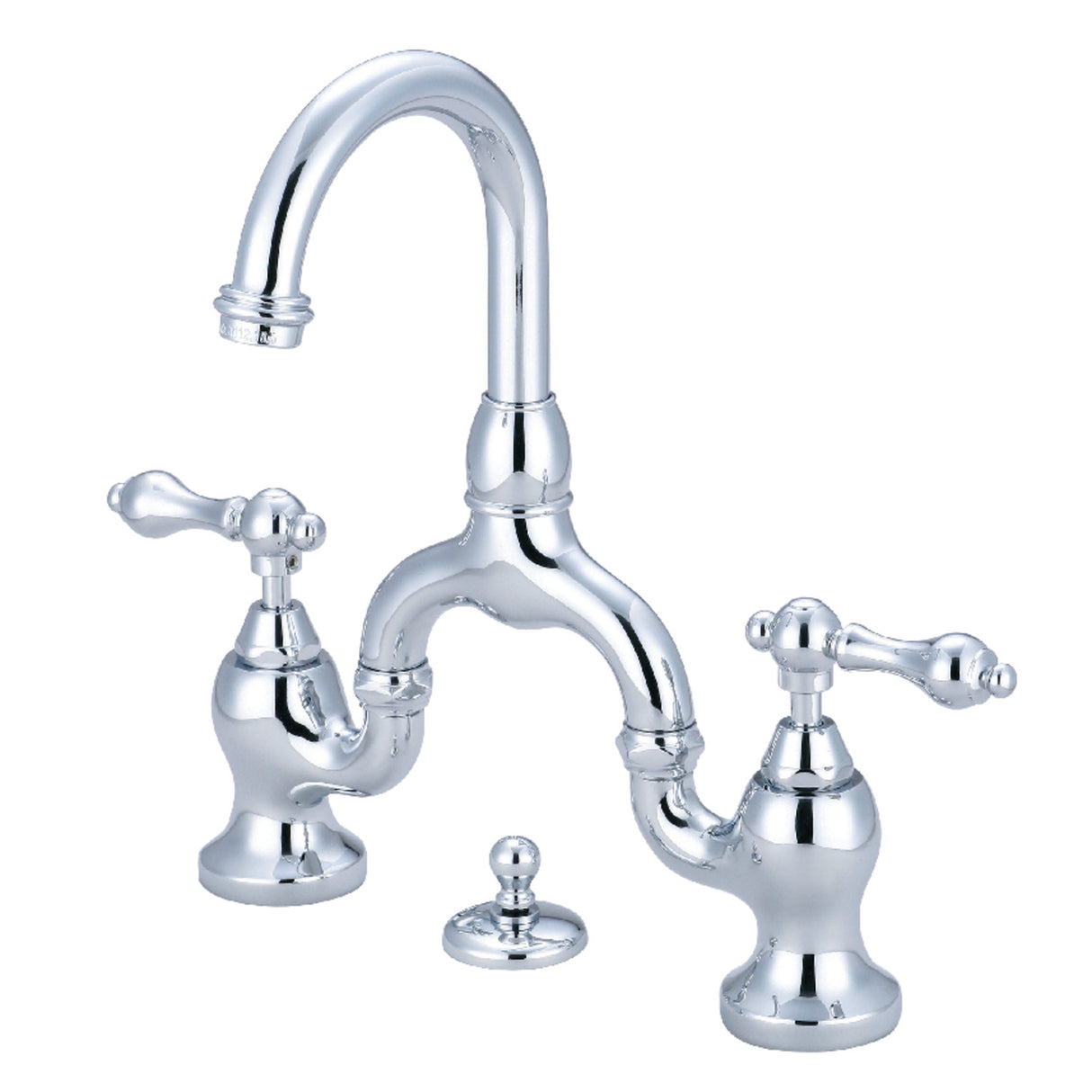 Kingston Brass KS7991AL English Country Bridge Bathroom Faucet with Brass Pop-Up, Polished Chrome