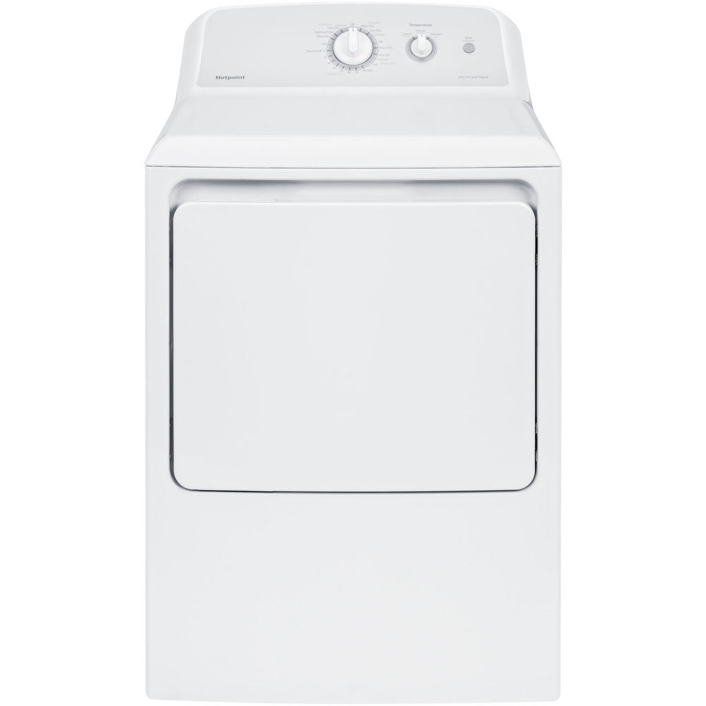 GE HTX24EASKWS 6.2 CF HOTPOINT Electric Dryer, Reversible Door, Long Venting