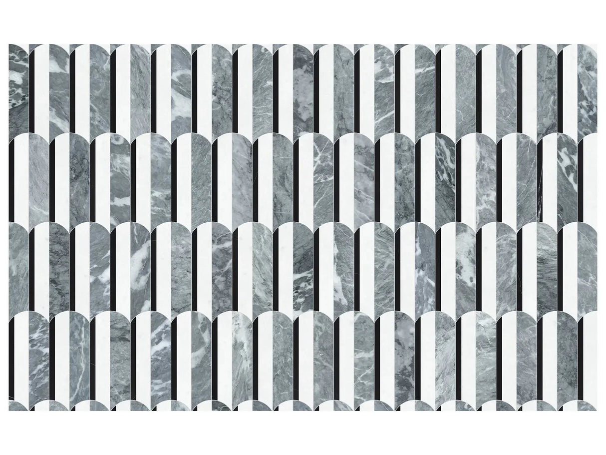 Anatolia Tile Utopio Hydros Monochromo Honed W/ Polished Accents Natural Stone Waterjet Mosaic 5001-0401-0 Hydros Monochromo - premium natural stone mosaic tile from Anatolia Tile, available at PoshHaus showroom in Keene, NH