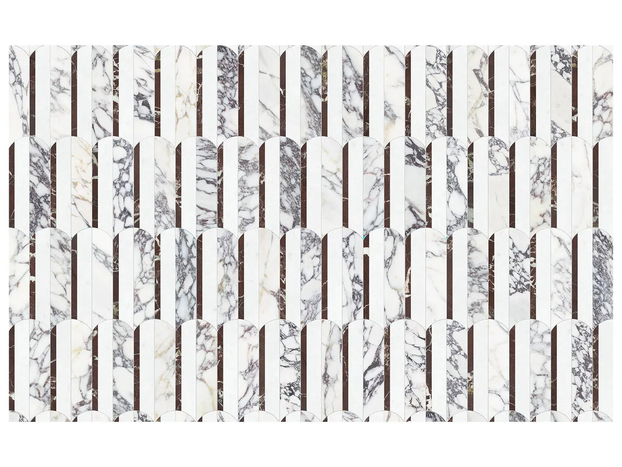 Anatolia Tile Utopio Hydros Orchid Honed W/ Polished Accents Natural Stone Waterjet Mosaic 5001-0406-0 Hydros Orchid - premium natural stone mosaic tile from Anatolia Tile, available at PoshHaus showroom in Keene, NH