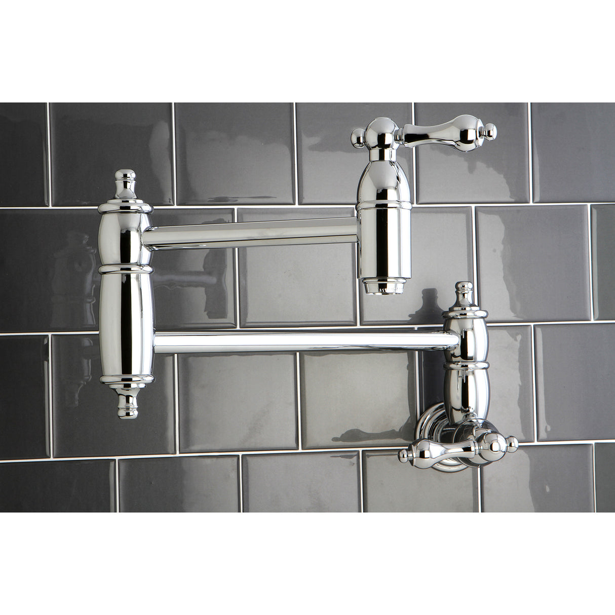 Kingston Brass KS3101AL Restoration Wall Mount Pot Filler Kitchen Faucet, Polished Chrome
