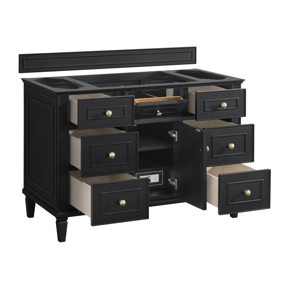 Lorelai 48" Single Vanity, Black Onyx w/ 3 CM Carrara White Marble Top