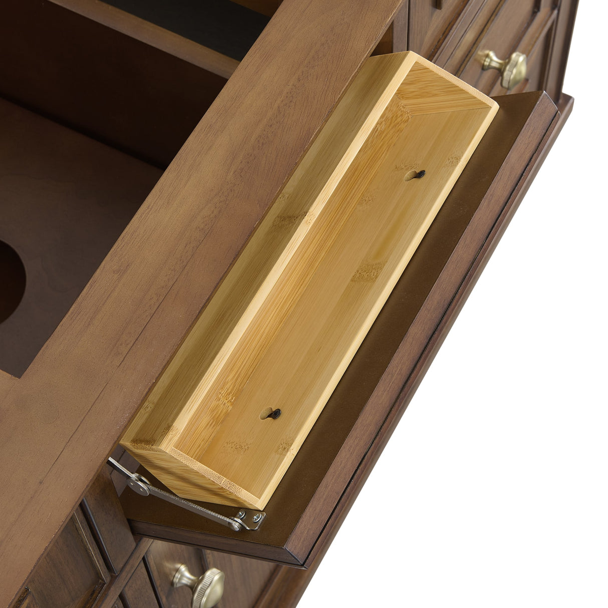 Lorelai 48" Single Vanity, Mid-Century Walnut w/ 3 CM Ethereal Noctis Silestone Top w/FreePower Wireless Charger