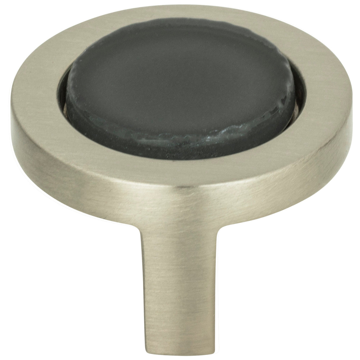 Atlas Homewares Spa Black Round Knob 1 1/4 Inch Brushed Nickel