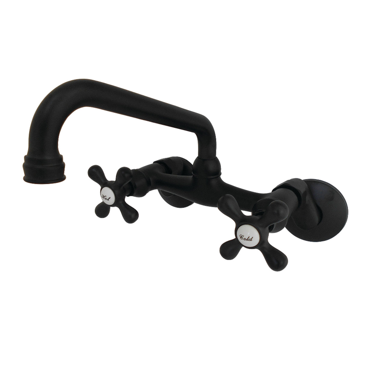 Kingston Brass KS213MB Kingston Two Handle Wall Mount Kitchen Faucet, Matte Black