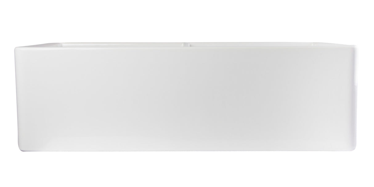 ALFI brand AB538-W White 32" Smooth Apron Double Bowl Fireclay Farmhouse Kitchen Sink