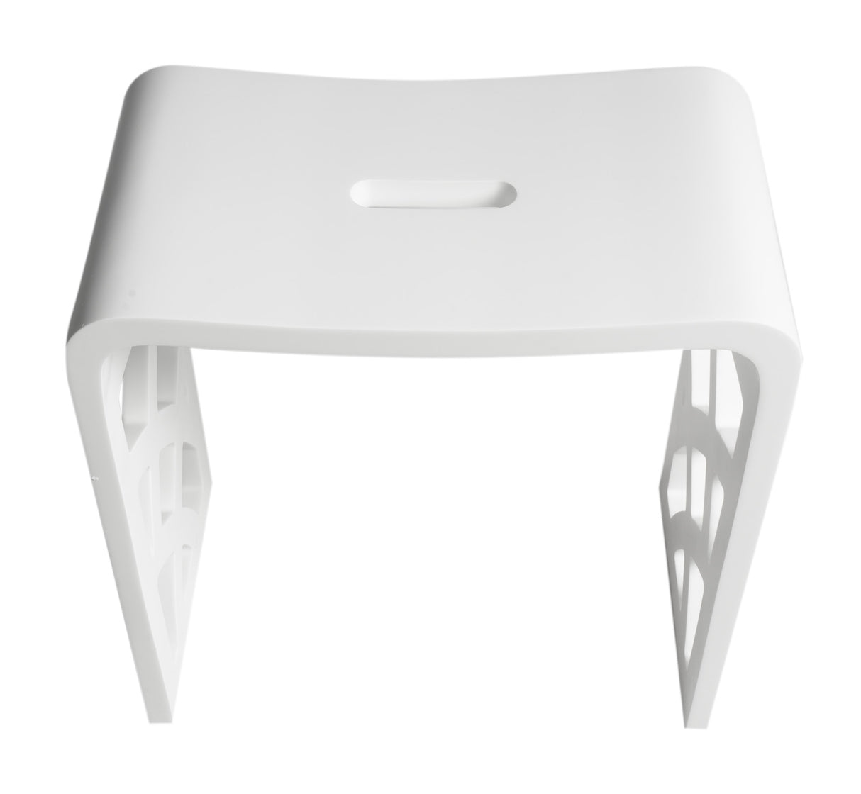 Designer White Matte Solid Surface Resin Bathroom / Shower Stool
