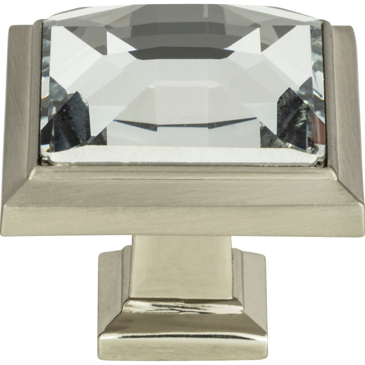 Atlas Homewares Legacy Crystal Square Knob 1 5/16 Inch Brushed Nickel