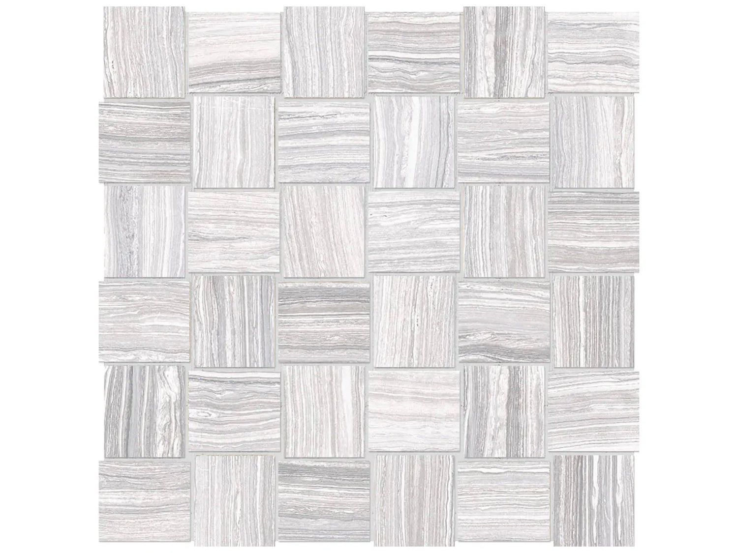 Anatolia Tile 2X2 Basketweave Eramosa Ice Matte Porcelain Mosaics. 1 Sheet = .96 Sq. Ft. 4501-0084-0 (69-231) Ice Basketweave 2x2 - premium natural stone mosaic tile from Anatolia Tile, available at PoshHaus showroom in Keene, NH