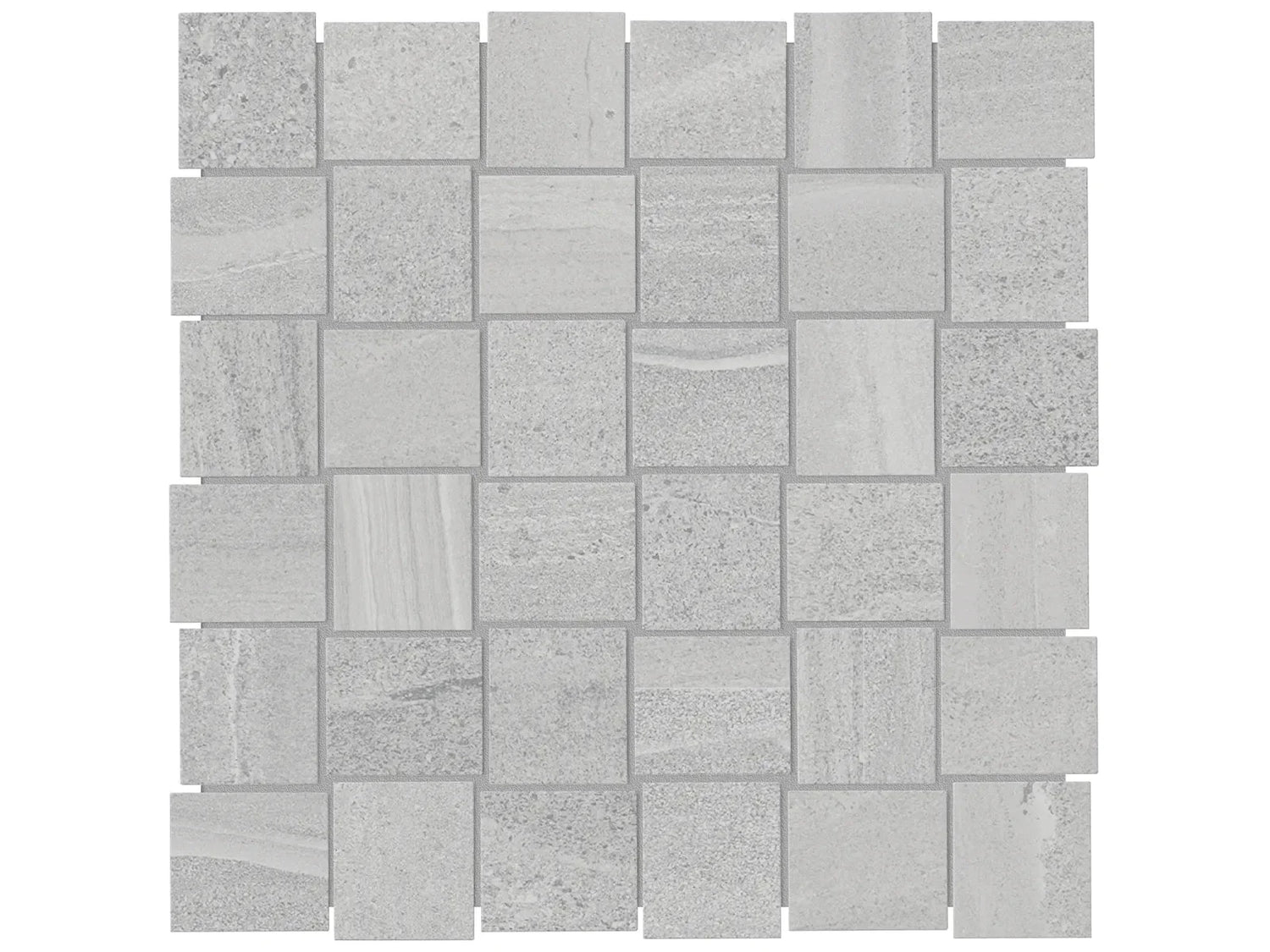 Anatolia Tile 2X2 Basketweave Davenport Ice Matte Porcelain Mosaics. 1 Sheet = .97 Sq. Ft. 4501-0080-0 (63-576) Ice Basketweave 2x2 - premium natural stone mosaic tile from Anatolia Tile, available at PoshHaus showroom in Keene, NH