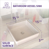 ANZZI LS-AZ8239 Matimbi 1-Piece Solid Surface Vessel Sink with Pop Up Drain in Matte White