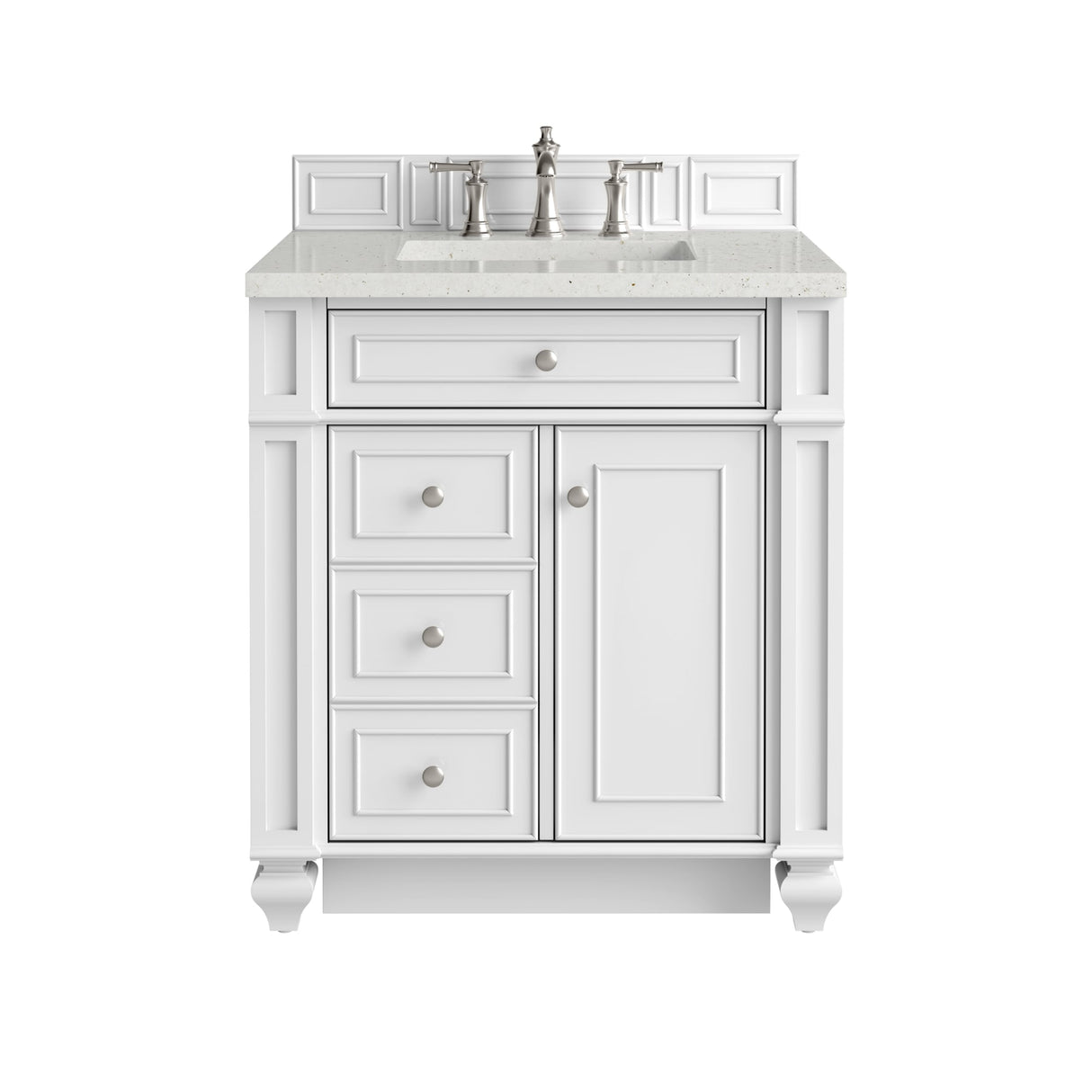 Bristol 30" Single Vanity, Bright White w/ 3 CM Lime Delight Silestone Top