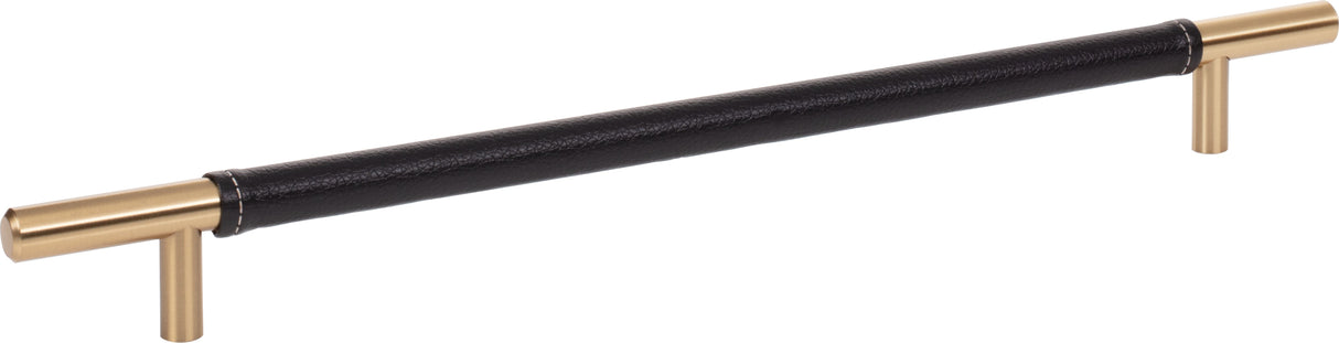 Atlas Homewares Zanzibar Black Leather Pull 11 5/16 Inch (c-c) Warm Brass
