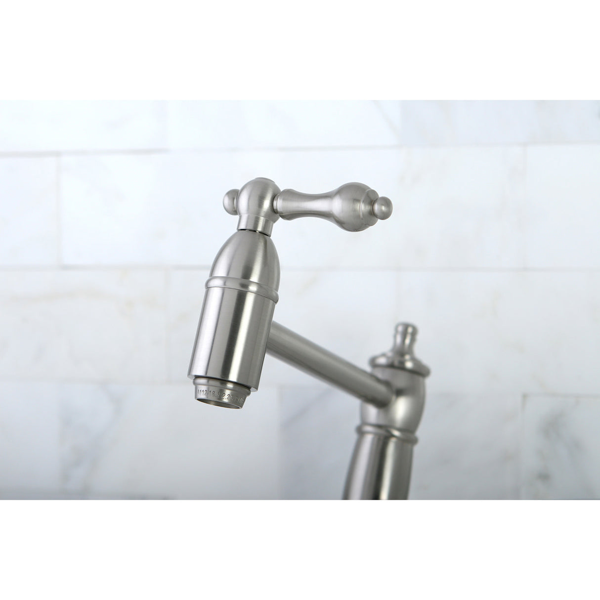 Kingston Brass KS3108AL Restoration Wall Mount Pot Filler Kitchen Faucet, Brushed Nickel