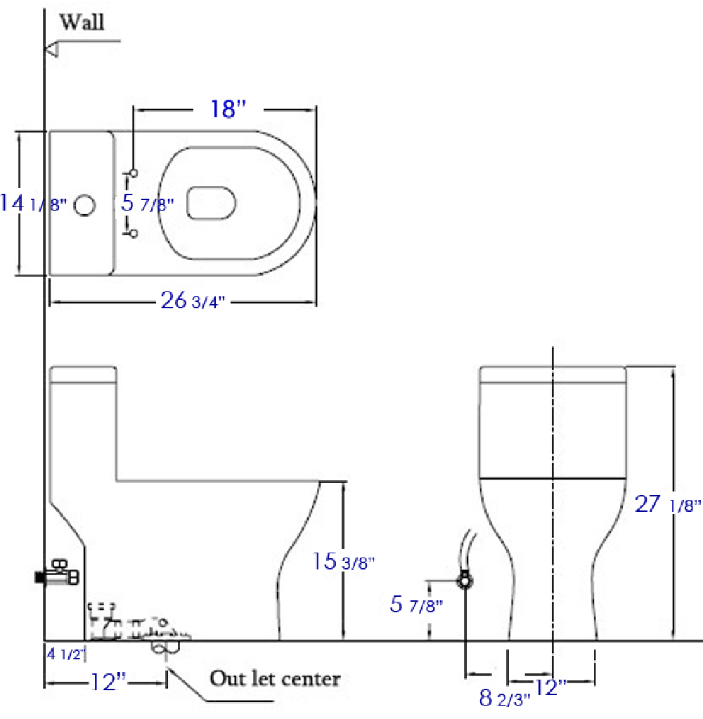 EAGO TB353 DUAL FLUSH ONE PIECE ECO-FRIENDLY HIGH EFFICIENCY LOW FLUSH CERAMIC TOILET