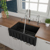 30" Black Matte Reversible Smooth / Fluted Single Bowl Fireclay Farm Sink