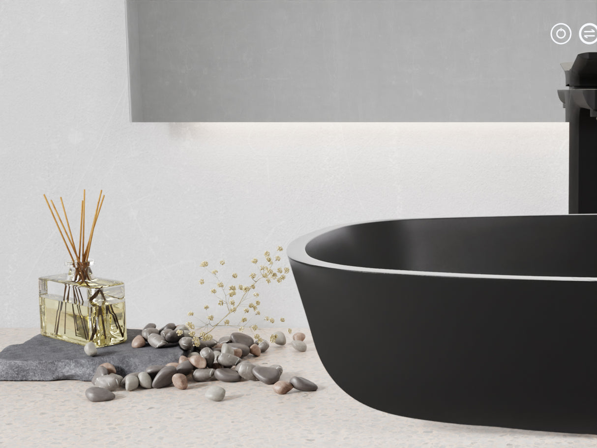ANZZI LS-AZ913MB Ariadne Rectangle Glass Vessel Bathroom Sink with Matte Black Finish (Showroom Display for Sale)