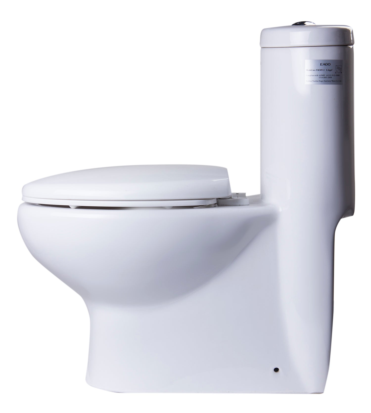 EAGO TB309 TALL DUAL FLUSH ONE PIECE ECO-FRIENDLY HIGH EFFICIENCY LOW FLUSH CERAMIC TOILET