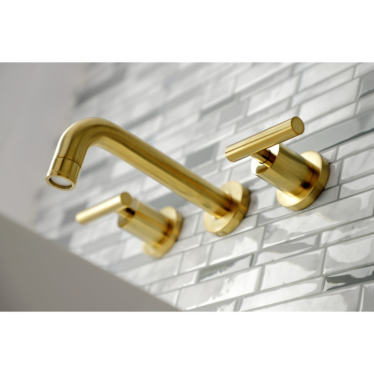 Kingston Brass KS8127CML Manhattan 2-Handle 8 in. Wall Mount Bathroom Faucet, Brushed Brass