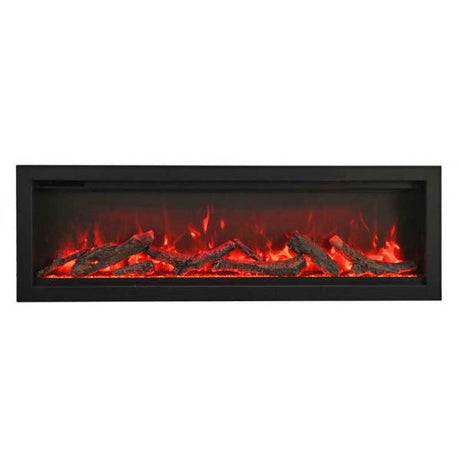 Amantii SYM-42 Symmetry Smart Electric  42" Indoor / Outdoor WiFi Enabled Built In Fireplace, Featuring a MultiFunction Remote Control , Multi Speed Flame Motor and a 10 piece Birch Log Set
