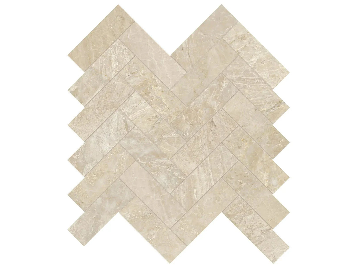 Anatolia Tile 1.25X4 Impero Reale Herringbone Polished Marble Mosaic 5001-0294-0 * 1 Sheet = .89 Sqft * Impero Reale Herringbone Polished - premium natural stone mosaic tile from Anatolia Tile, available at PoshHaus showroom in Keene, NH