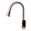 Brushed Nickel Square Gooseneck Pull Down Kitchen Faucet