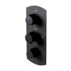 Black Matte 3-Way Thermostatic Valve Shower Mixer Round Knobs