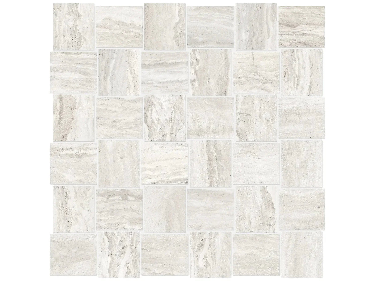 Anatolia Tile 2X2 Basketweave Precept Ivory Matte Porcelain Mosaics. 1 Sheet = 1.17 Sq. Ft. 4501-0202-0 (63-517) Ivory 2x2 - premium natural stone mosaic tile from Anatolia Tile, available at PoshHaus showroom in Keene, NH