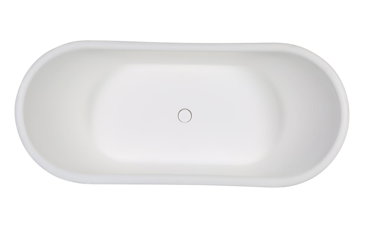 67" White Matte Pedestal Solid Surface Resin Bathtub