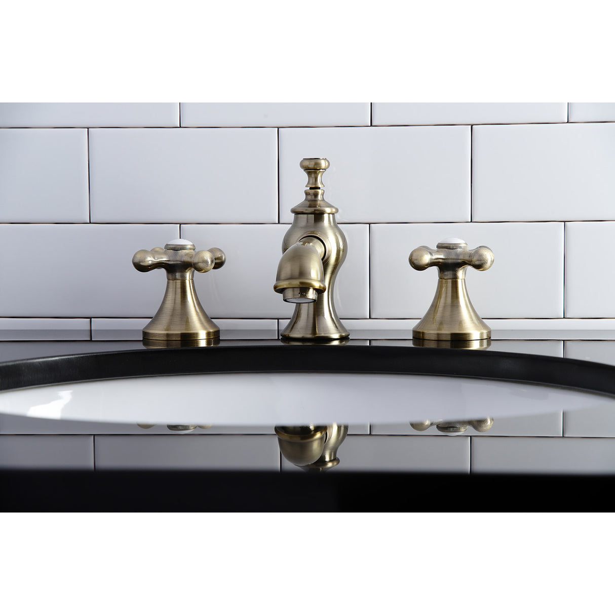 Kingston Brass KC7063AX Vintage 8 in. Widespread Bathroom Faucet, Antique Brass