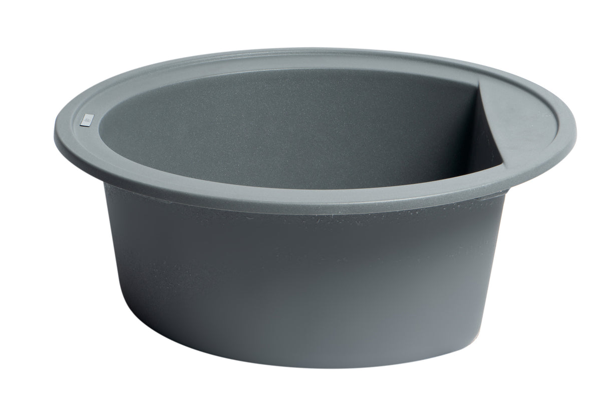 ALFI brand AB2020DI-T Titanium 20" Drop-In Round Granite Composite Kitchen Prep Sink