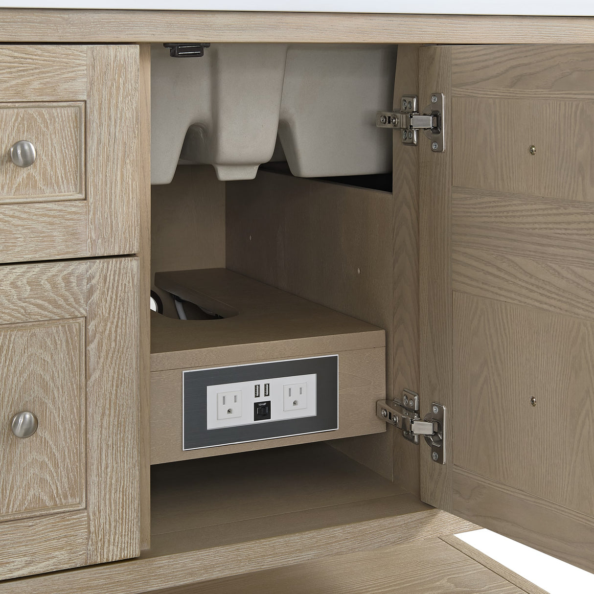 Breckenridge 36" Single Vanity, Whitewashed Oak, w/ 3 CM Siberian Silestone Top