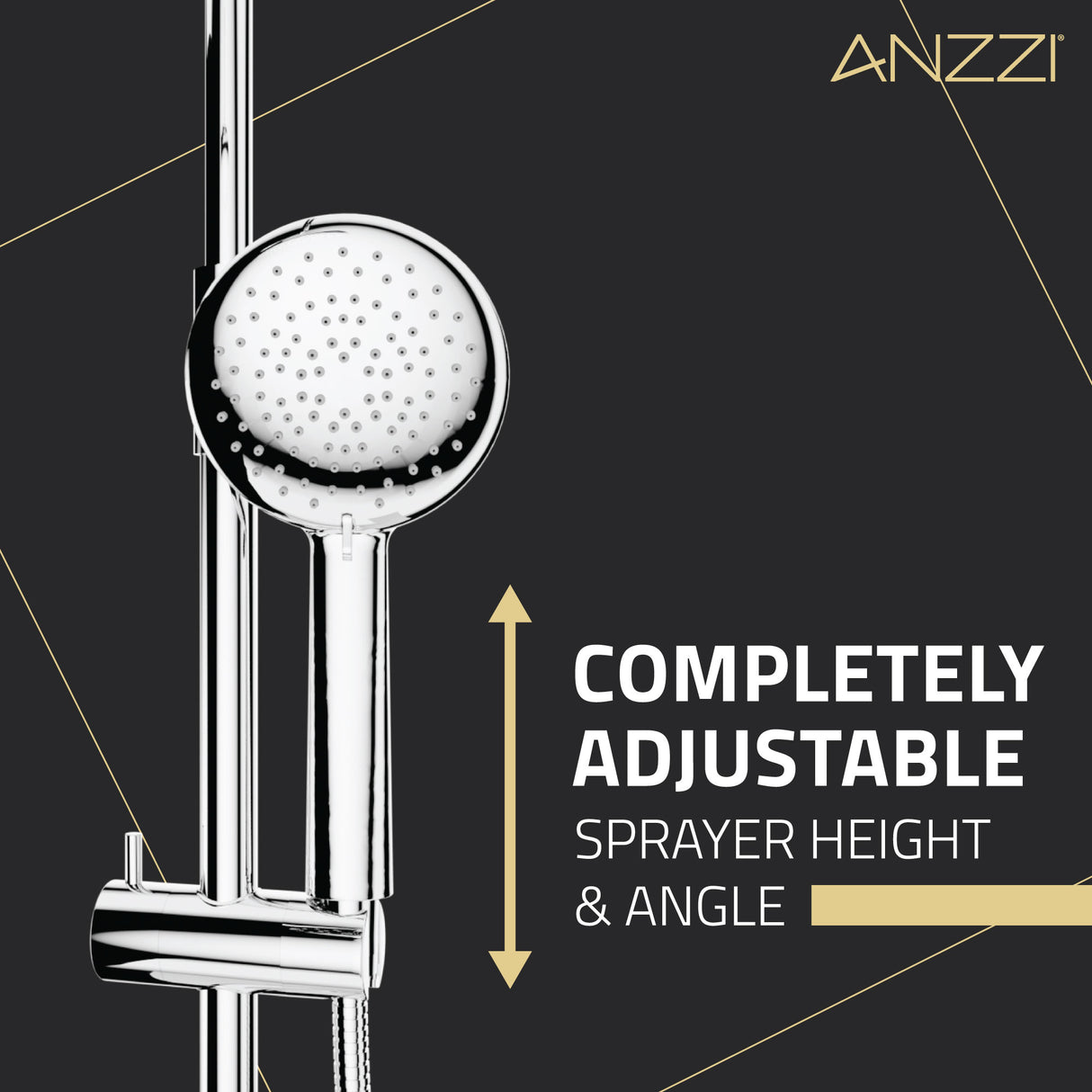 ANZZI SH-AZ101CH Heavy Rainfall Stainless Steel Shower Bar with Hand Sprayer in Polished Chrome