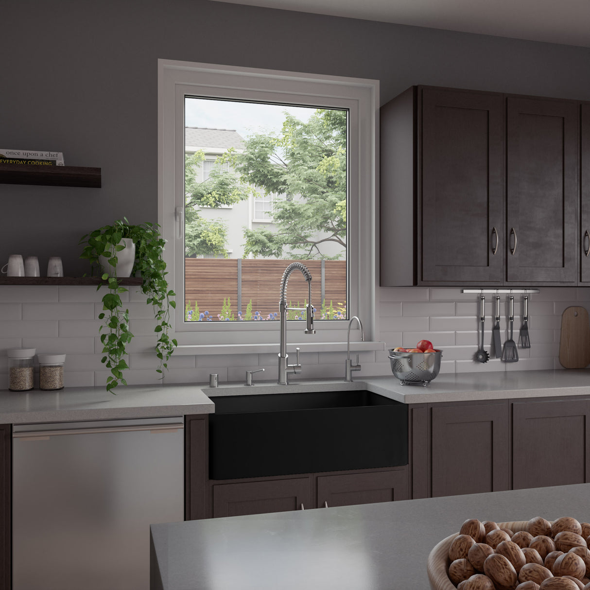 Black Matte Smooth Apron 33" x 18" Single Bowl Fireclay Farm Sink