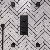 Black Matte 3-Way Thermostatic Valve Shower Mixer Square Knobs