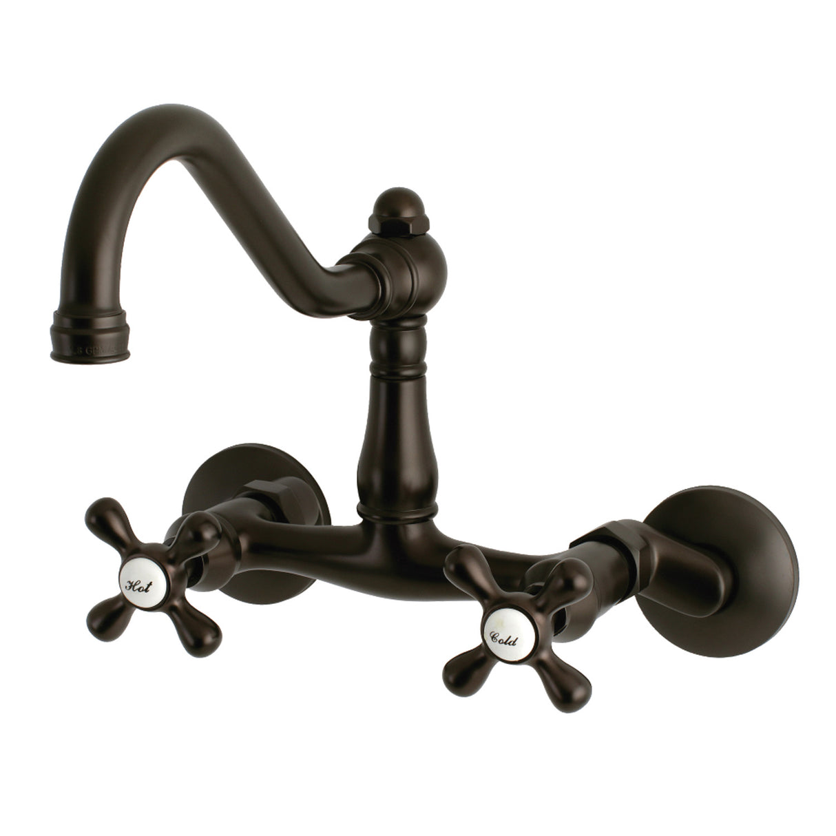 Kingston Brass KS3225AX Vintage 6" Adjustable Center Wall Mount Kitchen Faucet, Oil Rubbed Bronze