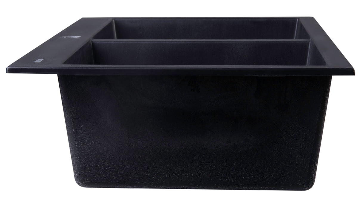 ALFI brand AB3420DI-BLA Black 34" Drop-In Double Bowl Granite Composite Kitchen Sink