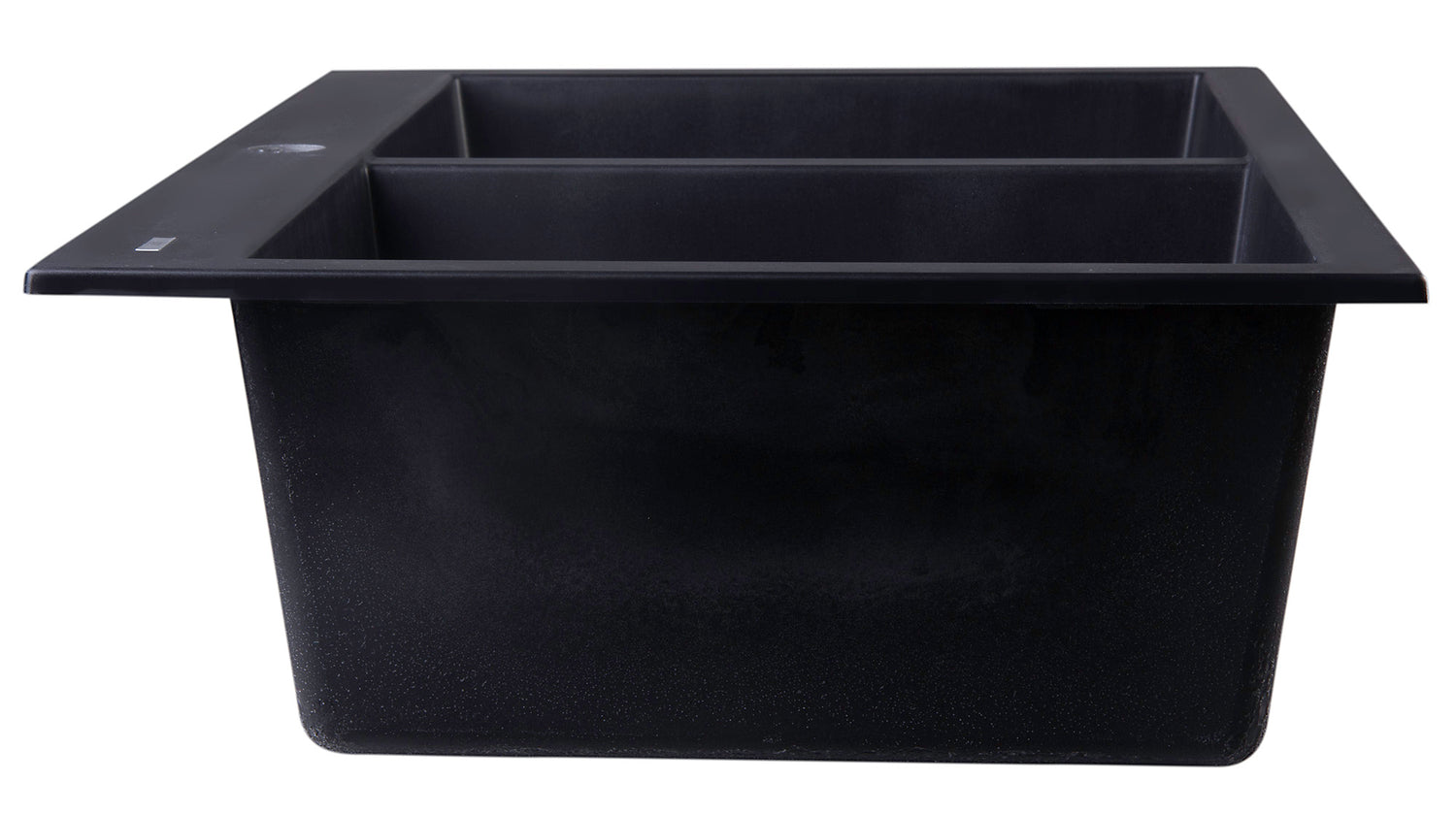 ALFI brand AB3420DI-BLA Black 34" Drop-In Double Bowl Granite Composite Kitchen Sink