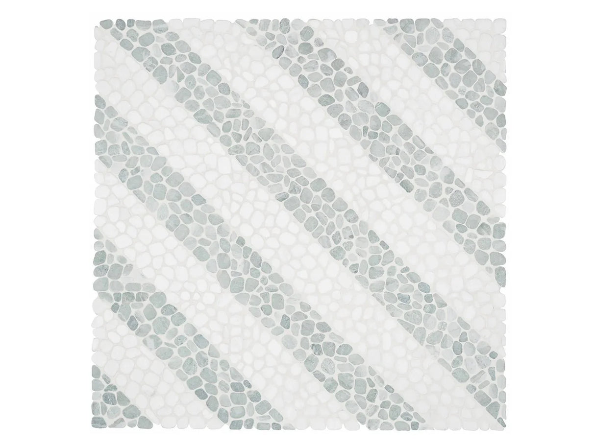 Anatolia Cabana Jade Axis - Patterned Pebble Tumbled Marble Mosaic - 1 Sheet = 1 Sqft 5001-0455-0 Jade Axis - premium natural stone mosaic tile from Anatolia Tile, available at PoshHaus showroom in Keene, NH