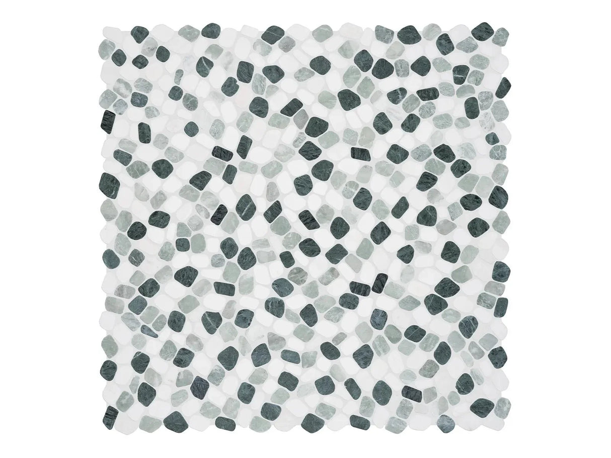Anatolia Cabana Jade Blend Pebble Tumbled Marble Mosaic - 1 Sheet = 1 Sqft 5001-0458-0 Jade Blend - premium natural stone mosaic tile from Anatolia Tile, available at PoshHaus showroom in Keene, NH
