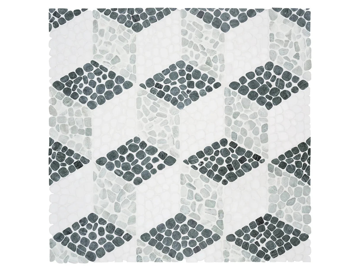 Anatolia Cabana Jade Node - Patterned Pebble Tumbled Marble Mosaic - 1 Sheet = .84 Sqft 5001-0456-0 Jade Node - premium natural stone mosaic tile from Anatolia Tile, available at PoshHaus showroom in Keene, NH