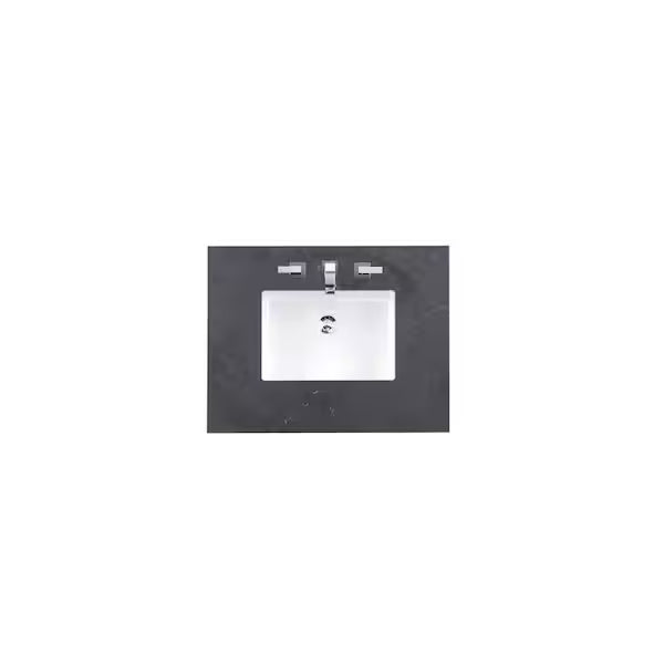 26 in. W x 23.5 in. D Single Basin Vanity Top in Charcoal Soapstone Silestone Quartz with White Basin