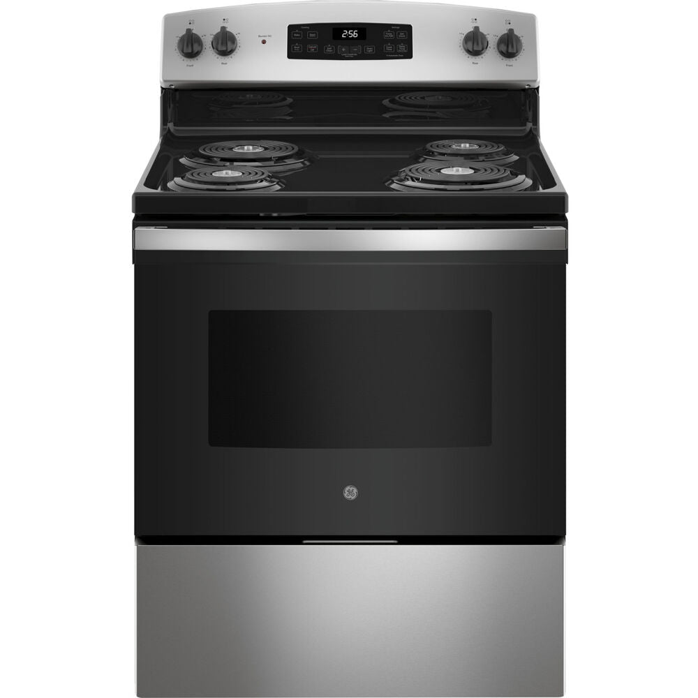 GE JB256RTSS 30" Electric Self Clean Freestanding Range, Coil Grates Single Oven