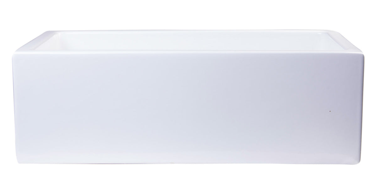 ALFI brand AB3018SB-W  30" White Smooth Apron Solid Thick Wall Fireclay Single Bowl Farm Sink