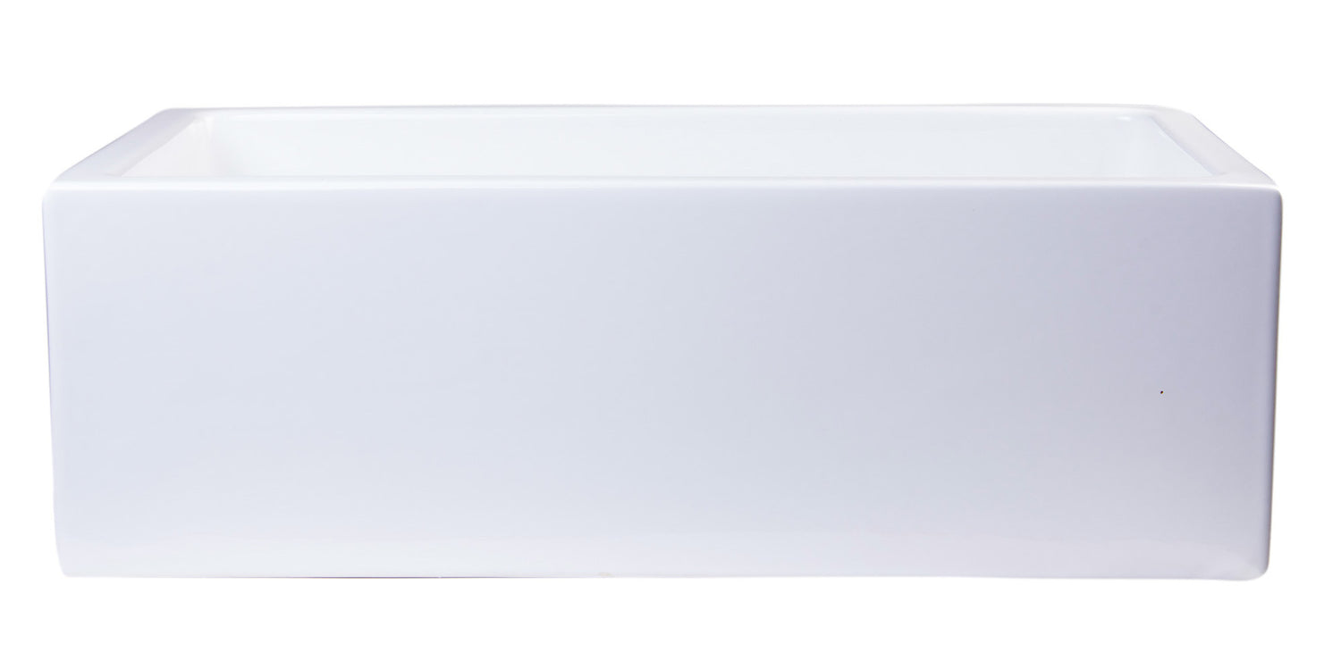 ALFI brand AB3018SB-W  30" White Smooth Apron Solid Thick Wall Fireclay Single Bowl Farm Sink