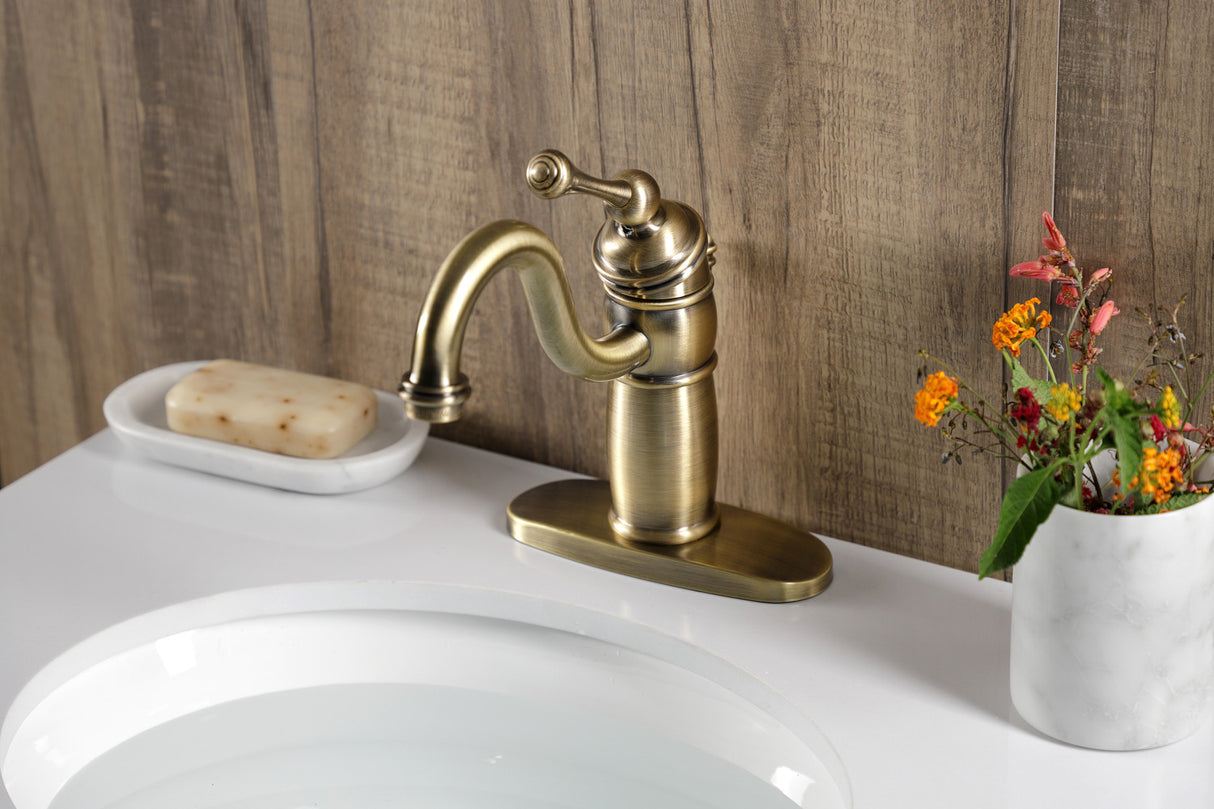 Kingston Brass KB1403BL Victorian Single-Handle Bathroom Faucet with Pop-Up Drain, Antique Brass