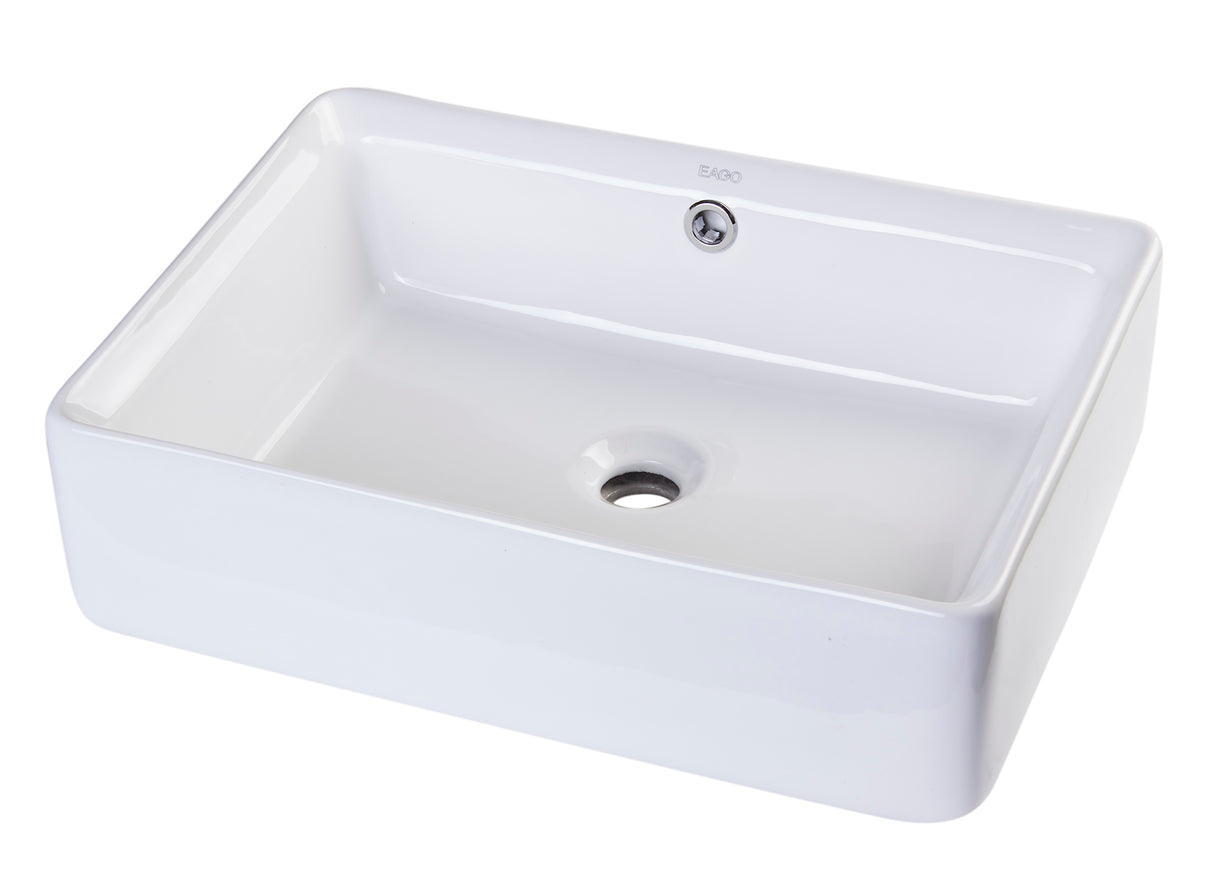 EAGO BA131 20" RECTANGULAR CERAMIC ABOVE MOUNT BASIN VESSEL SINK